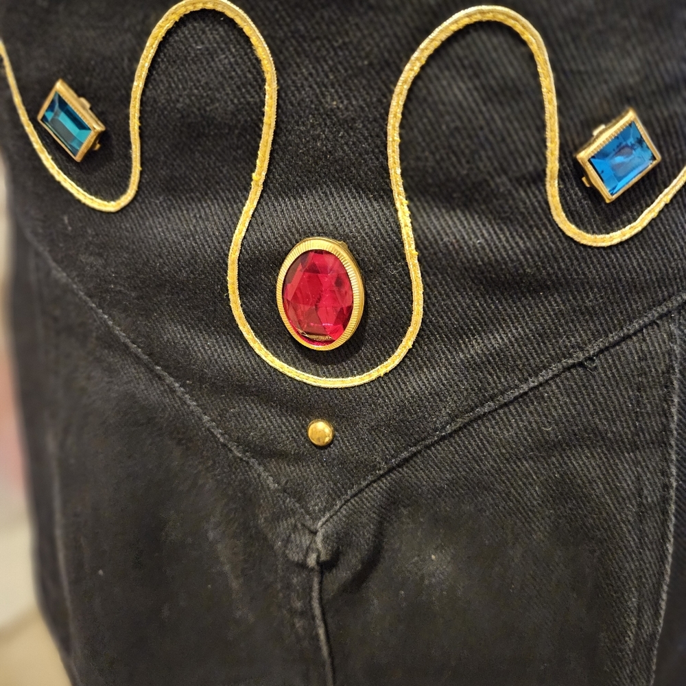 Vintage 80s Black Denim Pencil Skirt by SWITCH - Picture 3 of 14